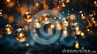 Christmas and New Year background with Christmas light bulbs Stock Photo