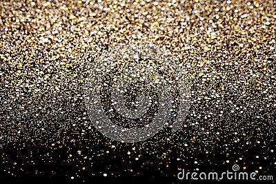 Christmas New Year Black and Gold Glitter background. Holiday abstract texture fabric Stock Photo