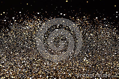 Christmas New Year Black and Gold Glitter background. Holiday abstract texture fabric Stock Photo