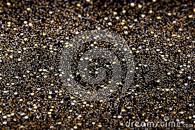 Christmas New Year Black and Gold Glitter background. Holiday abstract texture fabric Stock Photo