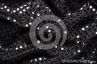 Christmas New Year Black and Silver Glitter background. Holiday abstract texture fabric Stock Photo