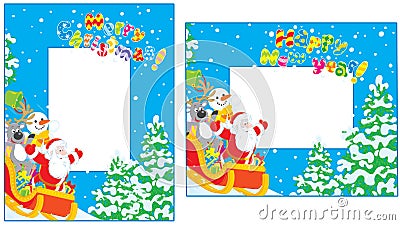 Christmas and New Year borders Vector Illustration