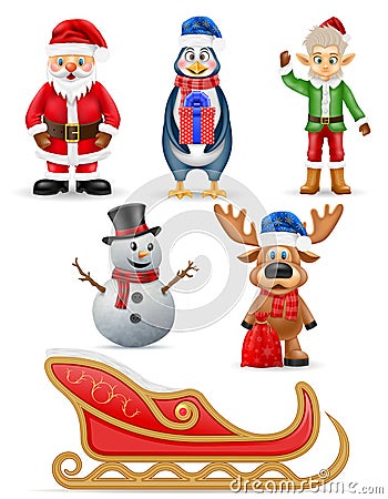 christmas and new year characters holiday symbols vector illustration Vector Illustration