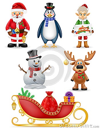 christmas and new year characters holiday symbols vector illustration Vector Illustration