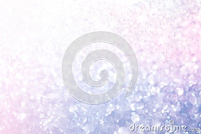 Christmas New Year colorful defocused pastel background with snowflakes and blinking stars. Stock Photo