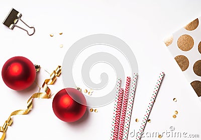 Christmas and New Year decor on the white Stock Photo