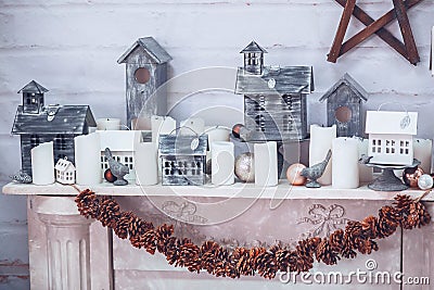 Christmas and New Year decorated background.Christmas decoration Stock Photo