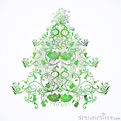 Christmas or new year floral tree Stock Photo