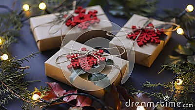 Christmas and new year gifts and decoration Stock Photo