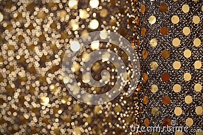 Christmas New Year Gold Glitter background. Holiday abstract texture fabric Stock Photo