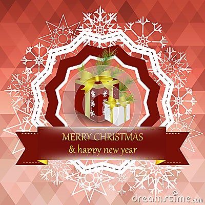 Christmas and new year greeting card with christmas decoration Vector Illustration