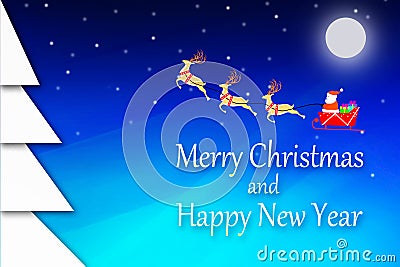 Christmas and New Year greeting illustration on December winter Cartoon Illustration
