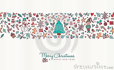 Christmas and new year hand drawn icon pattern Vector Illustration