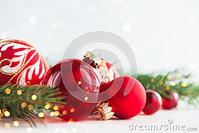 Christmas and New Year holiday background. Xmas greeting card. Winter holidays. Stock Photo