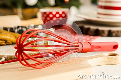 Christmas and new year kitchen with kitchen tools. Stock Photo