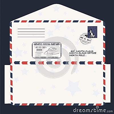 Christmas, new year. letter to Santa Claus. template, envelope, stamp. vector Vector Illustration