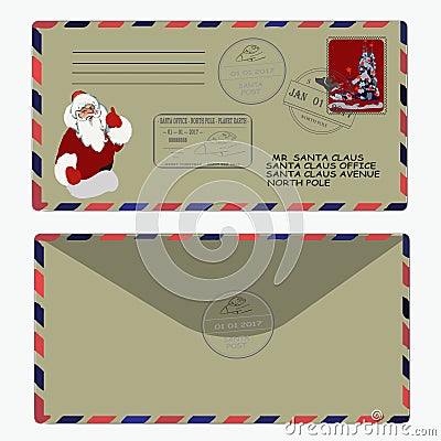 Christmas, new year. letter to Santa Claus. template, envelope, stamp. vector Vector Illustration