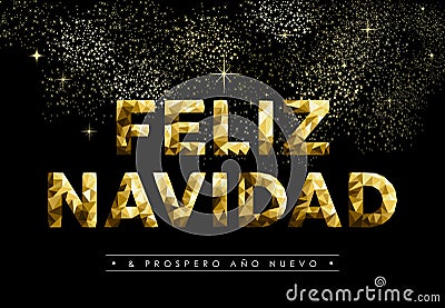 Christmas new year low poly gold spanish navidad Vector Illustration