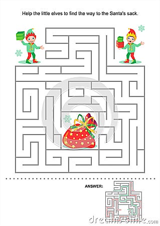 Christmas or New Year maze game for kids Vector Illustration