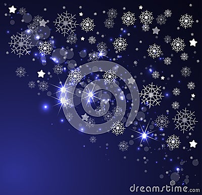 Christmas and new year night sky Vector Illustration