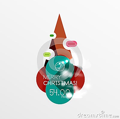 Christmas or New Year promo labels and stickers Vector Illustration