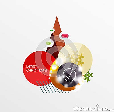 Christmas or New Year promo labels and stickers Vector Illustration