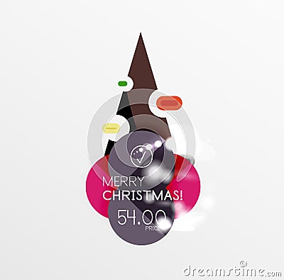 Christmas or New Year promo labels and stickers Vector Illustration