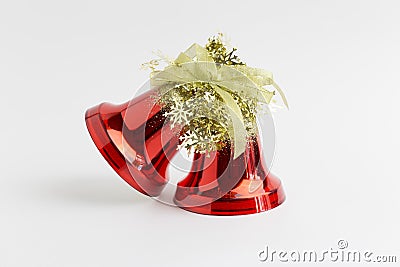 Christmas and new year red bells on white background Stock Photo