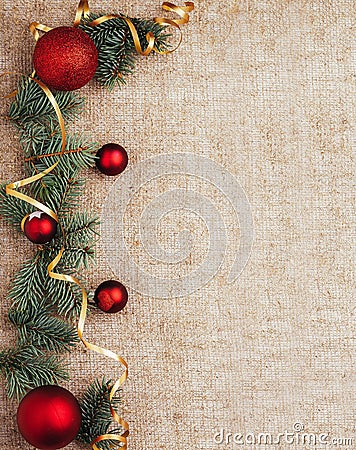 Christmas New Year rustic decoration background top view Stock Photo