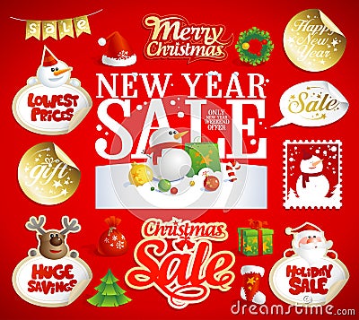 Christmas and New year sale designs, banners. Vector Illustration