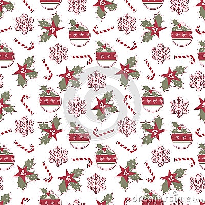 Christmas and New Year seamless pattern Vector Illustration