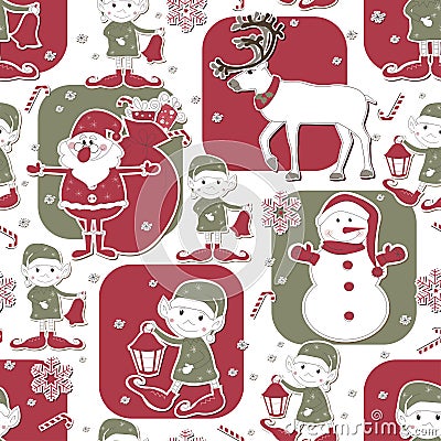 Christmas and New Year seamless pattern Vector Illustration