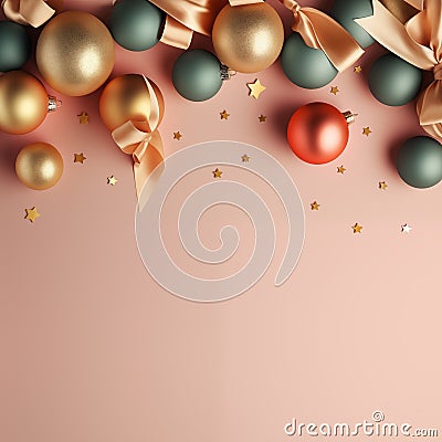 Christmas and New Year seasonal social media background design in square with blank space for text. Template for holiday Stock Photo