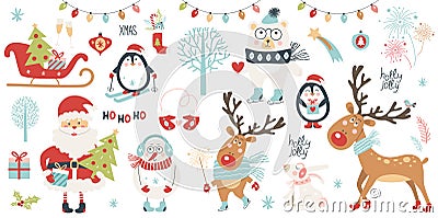 Christmas and New Year set. Vector Illustration