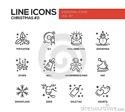 Christmas and New Year - simple line design icons set Vector Illustration