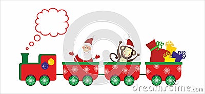 Christmas and New Year train Vector Illustration