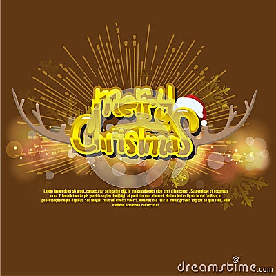 Christmas And New Year Typographical on background with bokeh. Vector Illustration