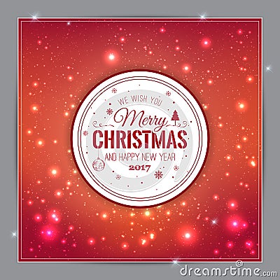 Christmas And New Year Typographical on shiny Xmas background Vector Illustration