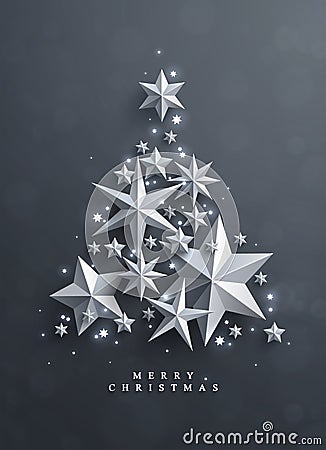 Christmas and New Years background with frame made of stars Vector Illustration