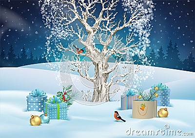 Christmas Night Background Vector Illustration