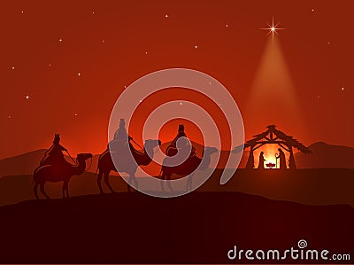 Christmas night with shining star Vector Illustration