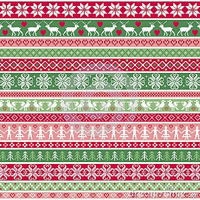 Christmas Nordic Stripe Border Patterns Stock Photo