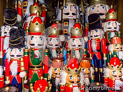 Christmas nutcracker toy soldier collection. Various traditional Stock Photo