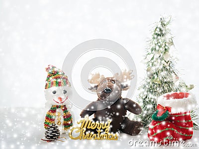 Christmas object with snow falling Stock Photo