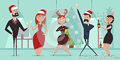 Christmas office party people vector Vector Illustration