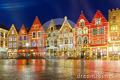 Christmas Old Market square in Bruges Stock Photo