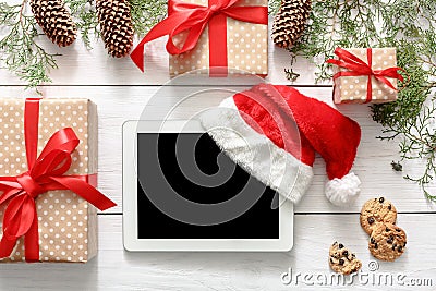 Christmas online shopping background Stock Photo