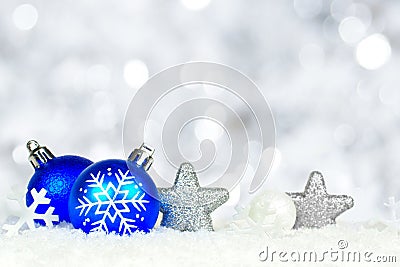 Christmas ornament border with twinkling lights Stock Photo