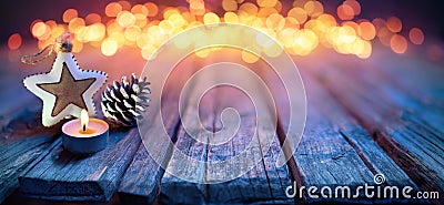 Christmas Ornament On Defocused Table Stock Photo