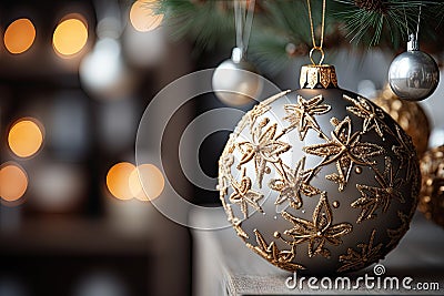 a christmas ornament with snowflake decorations on it Stock Photo